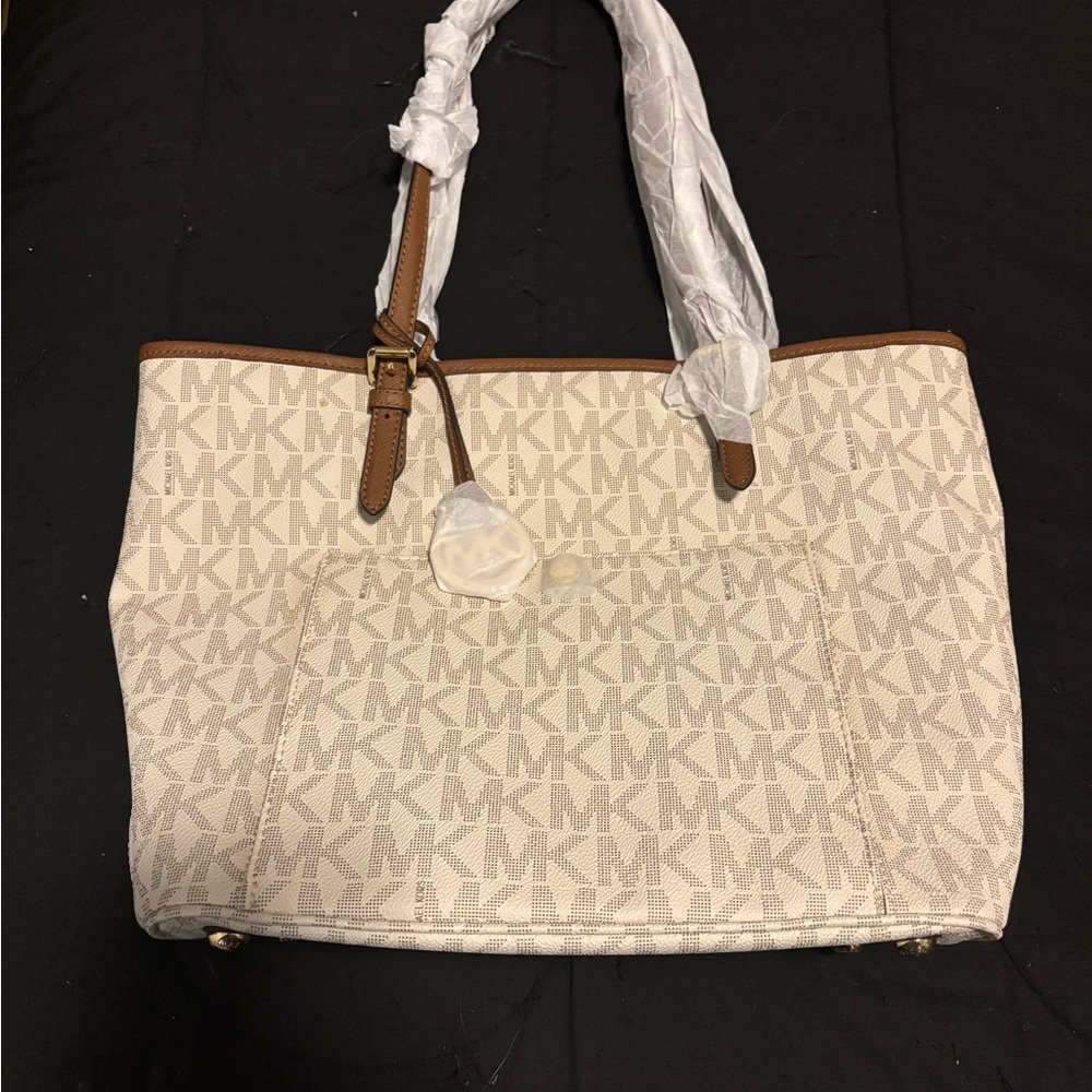 Michael Kors Beige and Brown Monogram Tote